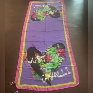 Just Cavalli Purple and Pink Heart Scarf silk new with tags